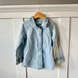 JCrew Crewcuts Chambray Button Down Ruffle Shirt